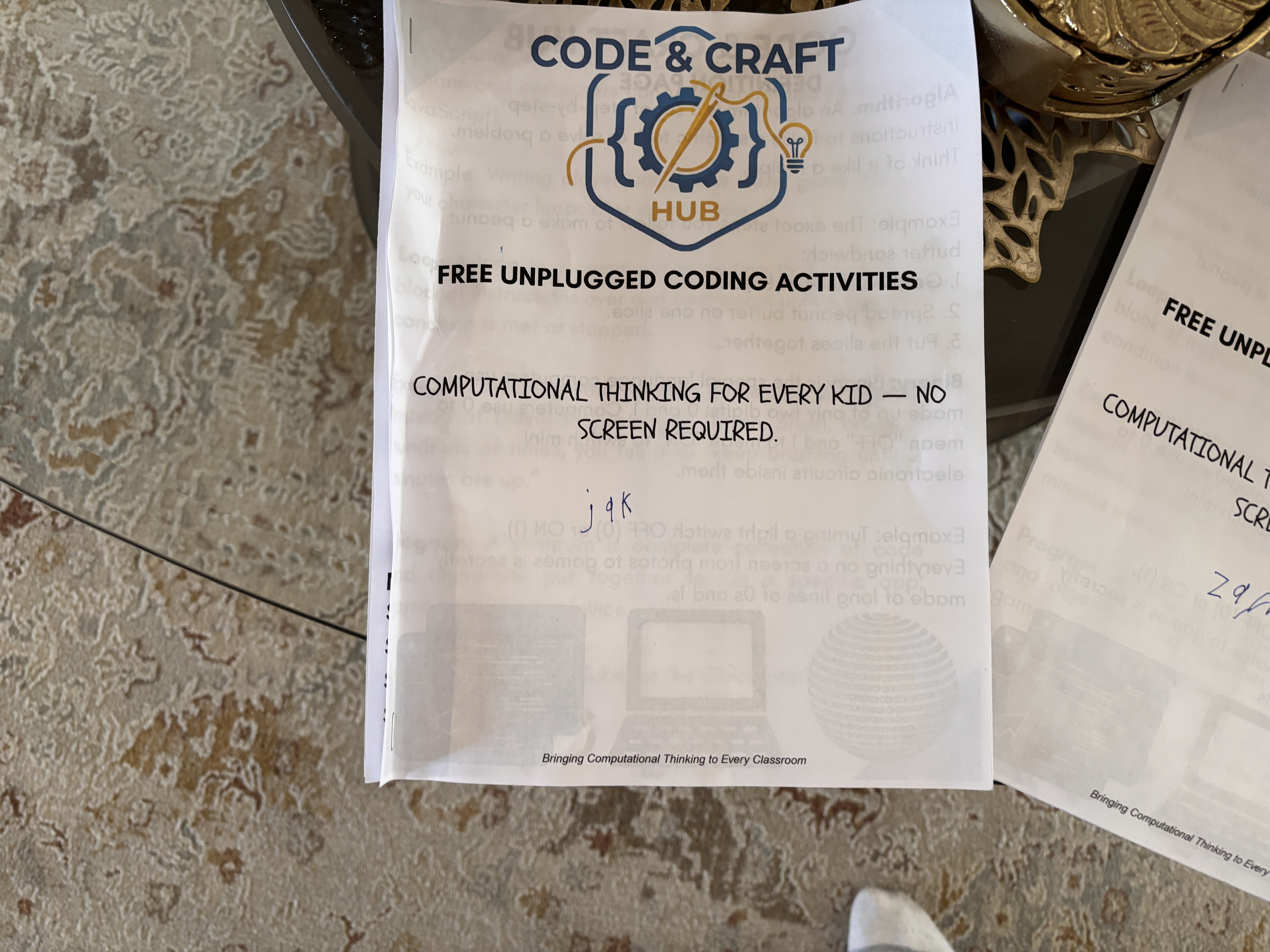 Code & Craft Hub — unplugged coding activities