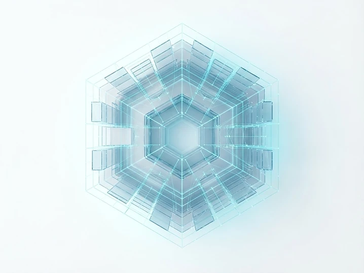 Abstract architectural glass blueprint