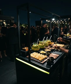 Modern live pani puri counter at an evening event