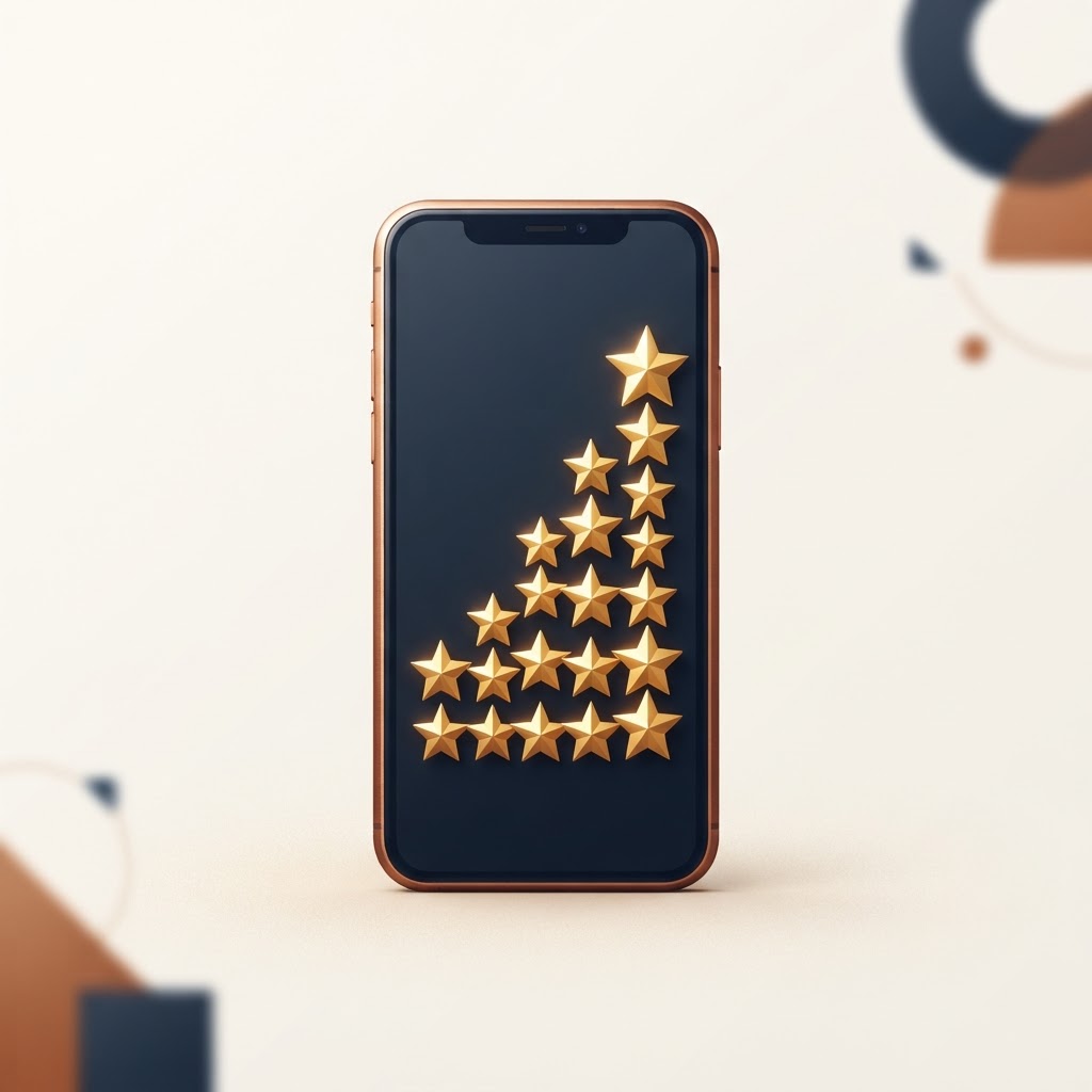 A rising bar chart of gold stars showing Google reviews growing