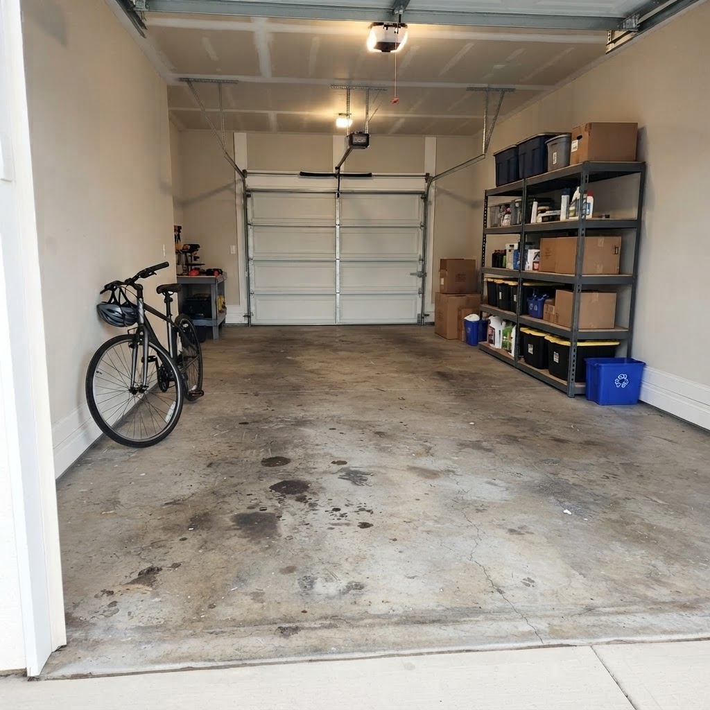 Garage floor before polyaspartic coating