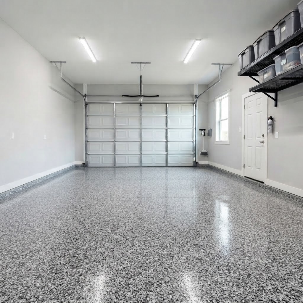 Garage Floor after polyaspartic coating