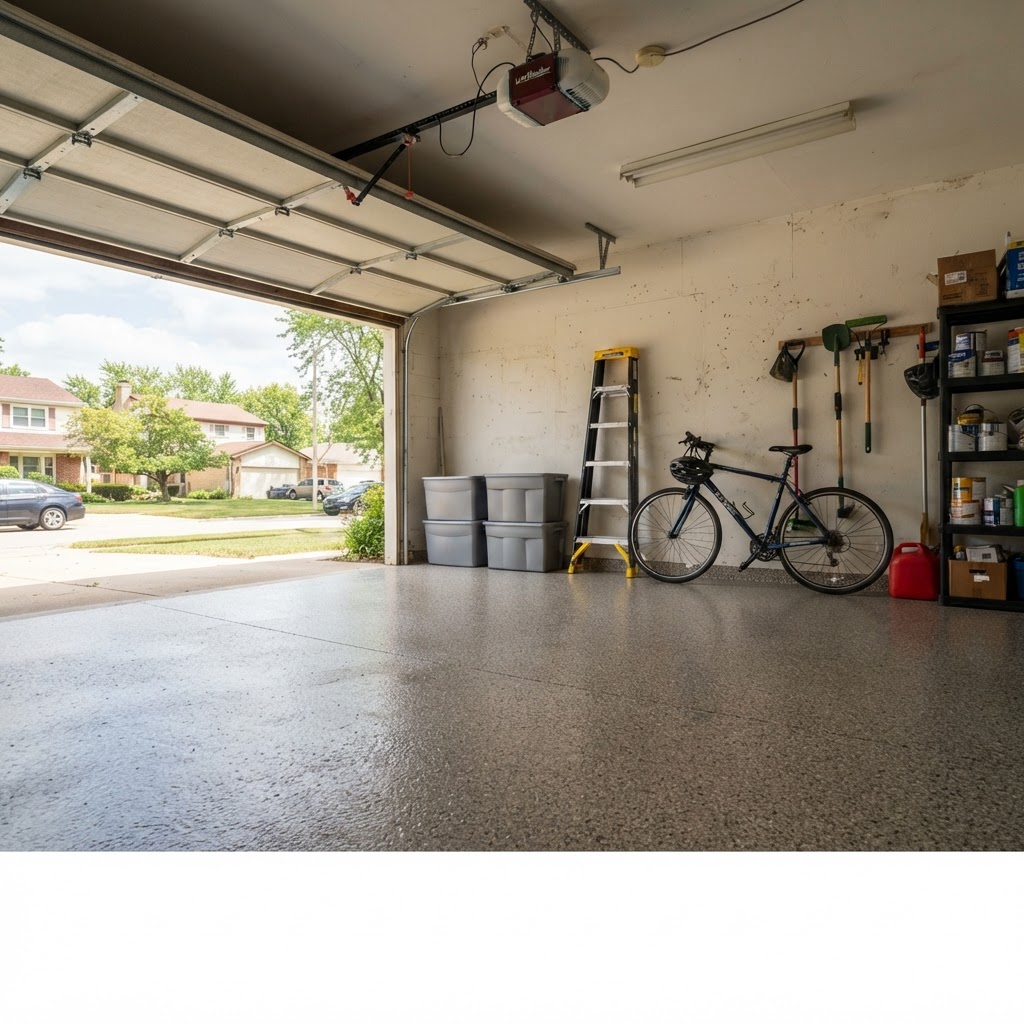 Garage Floor after polyaspartic coating