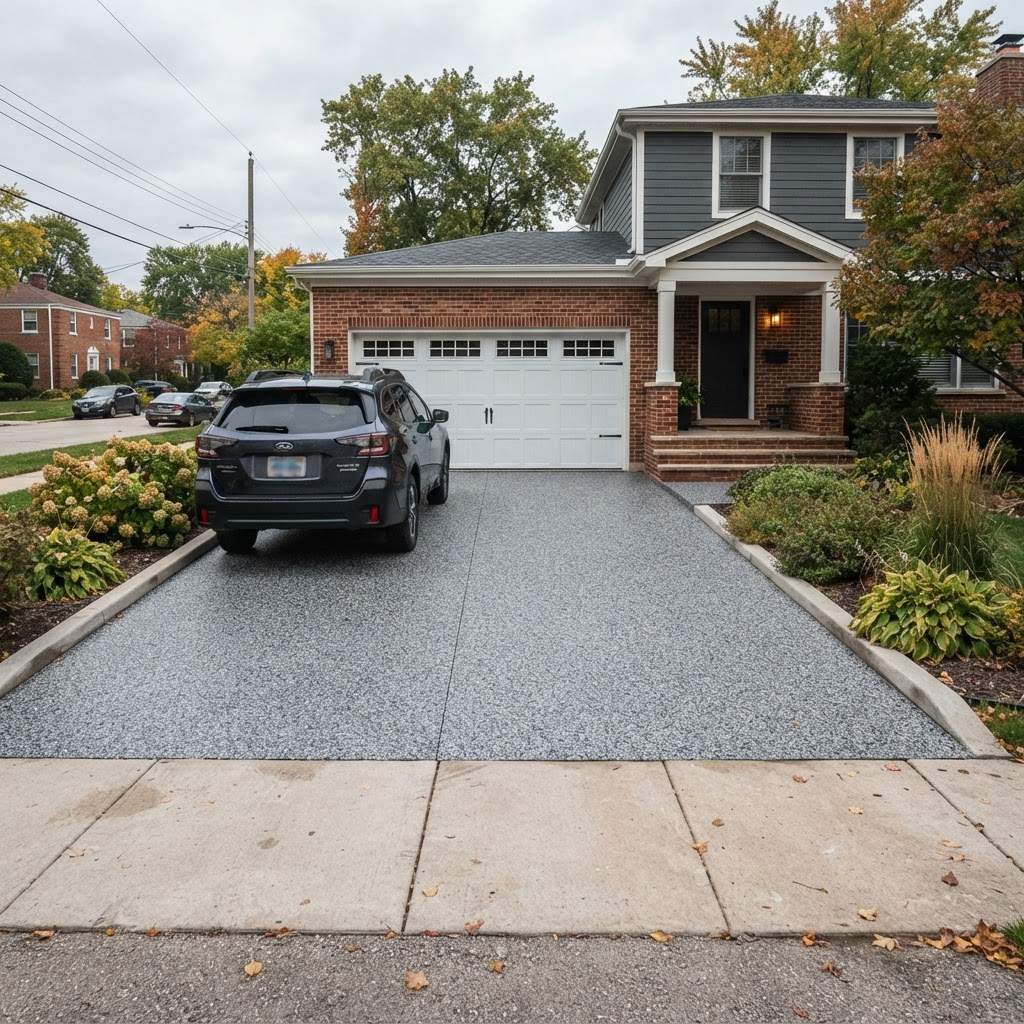 Driveway after polyaspartic coating