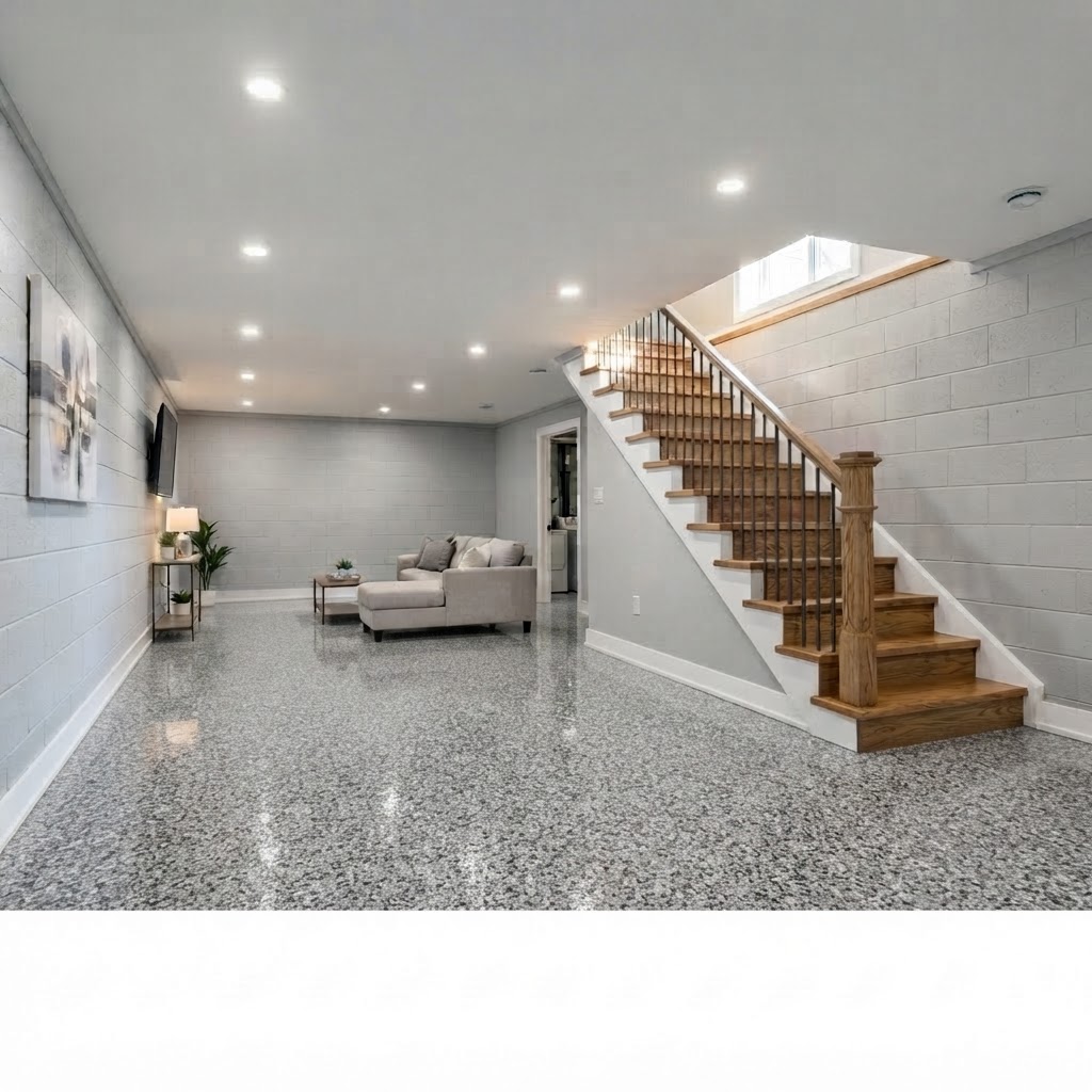 Basement Floor after polyaspartic coating