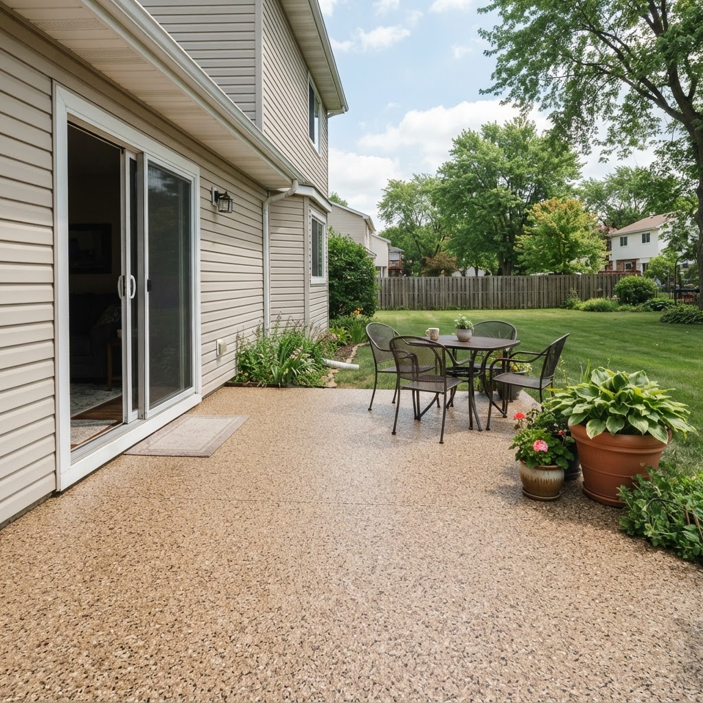 Patio after polyaspartic coating