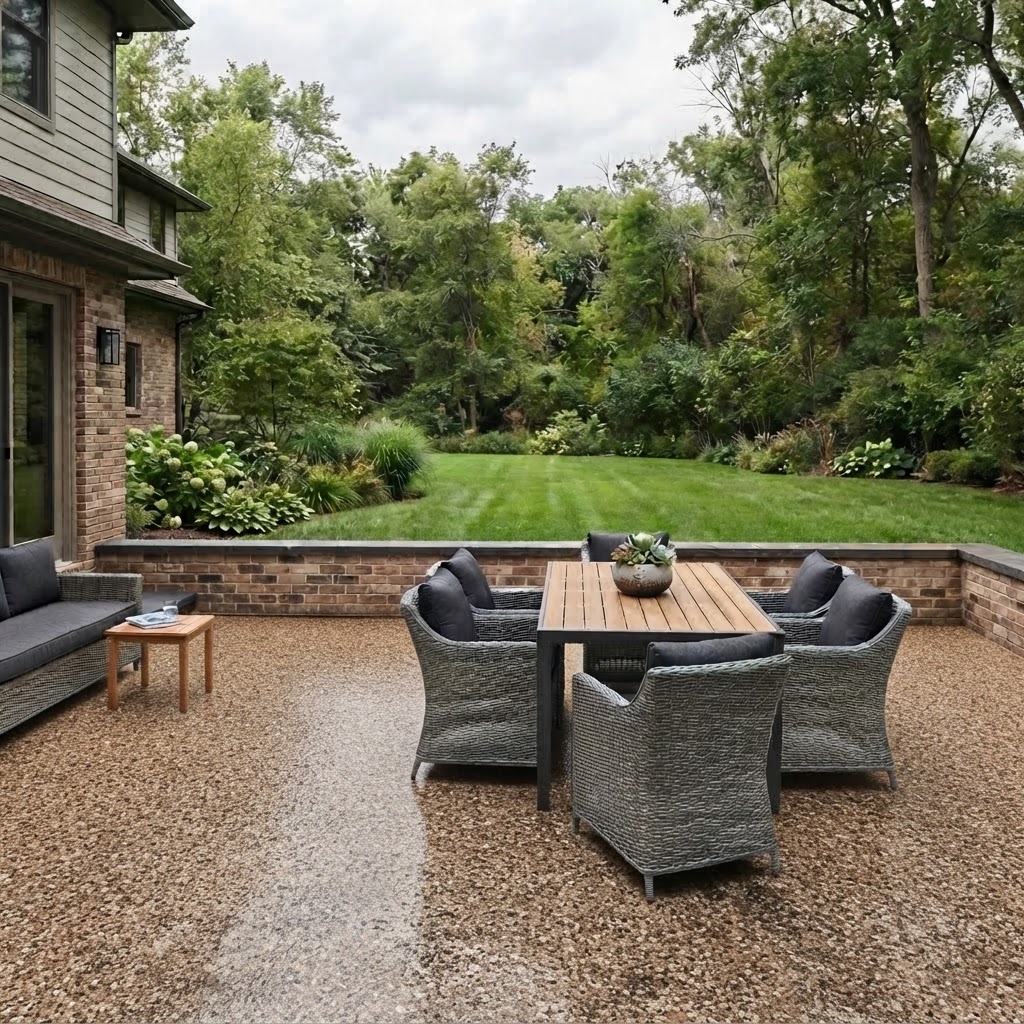 Patio after polyaspartic coating