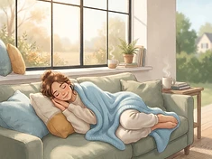 A person resting peacefully by a window — burnout recovery