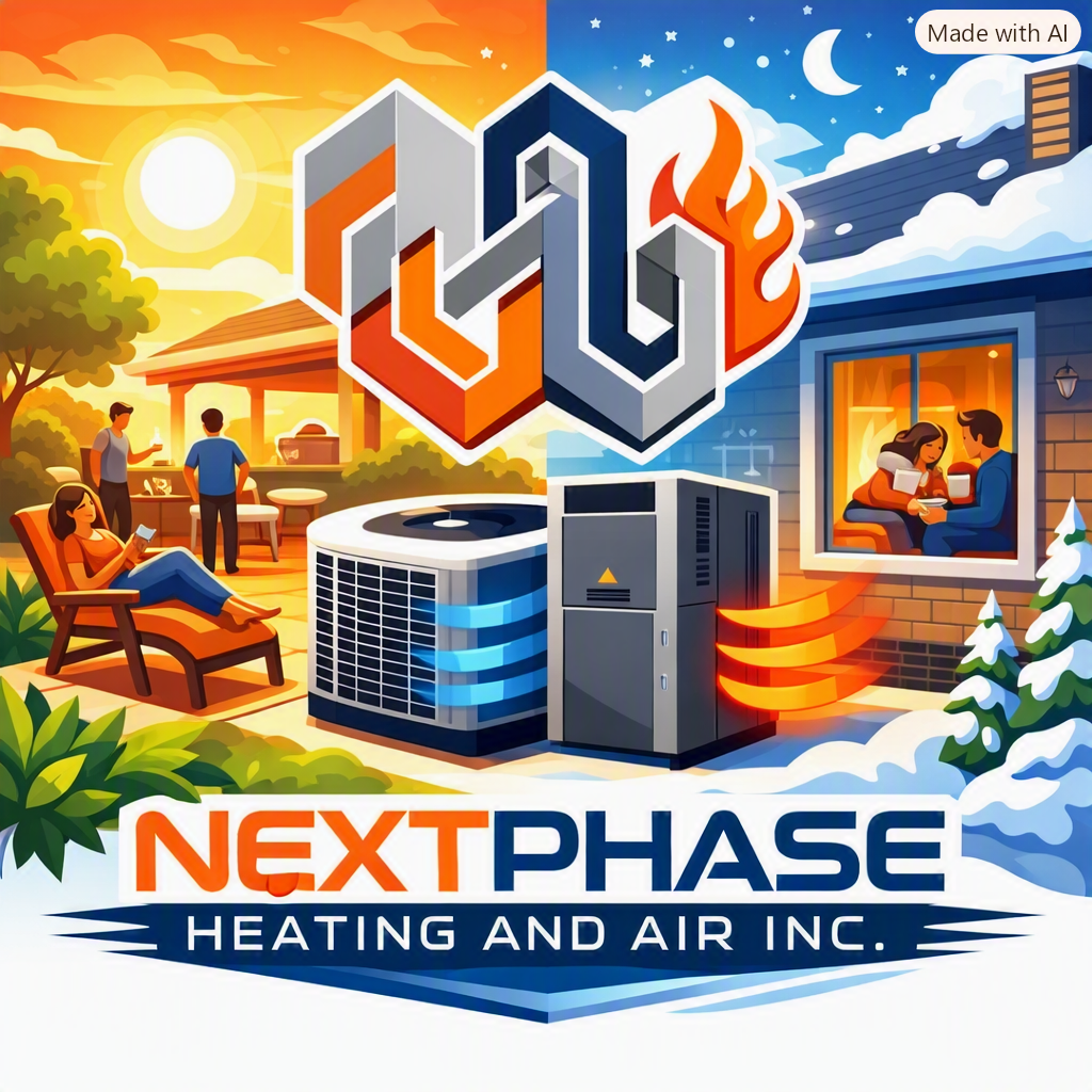 NextPhase Heating and Air — summer and winter climate comfort illustration