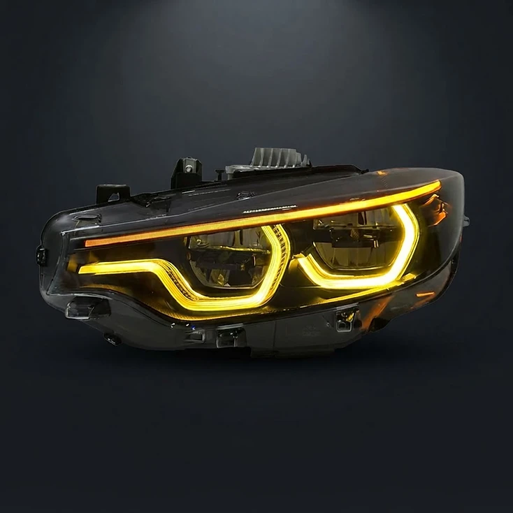 V2 Shadow Dual-Color LED Headlight (White/Yellow DRL) — BMW F80/F82 M3/M4 (2015–2020) | 6000K Projector Pair