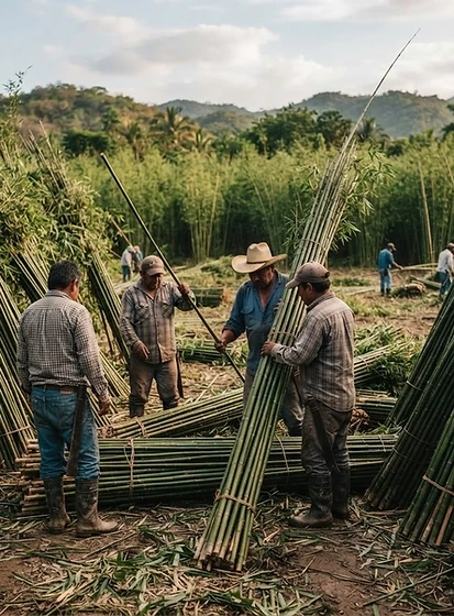 Cosecha de bambú en Veracruz