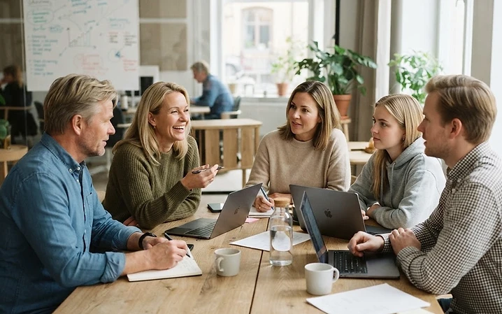 Business coaching-workshop rundt et møtebord