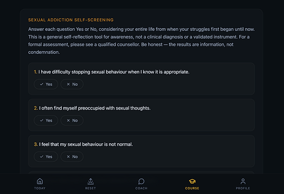 Honest self-screening, without shame