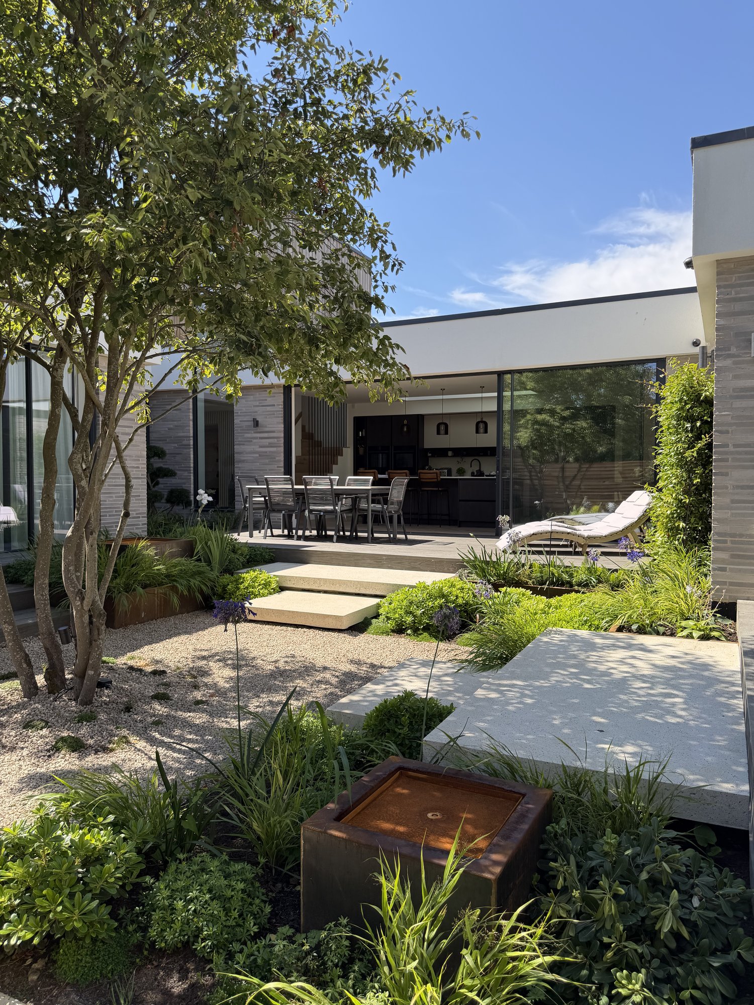 Japanese maple and Corten water feature