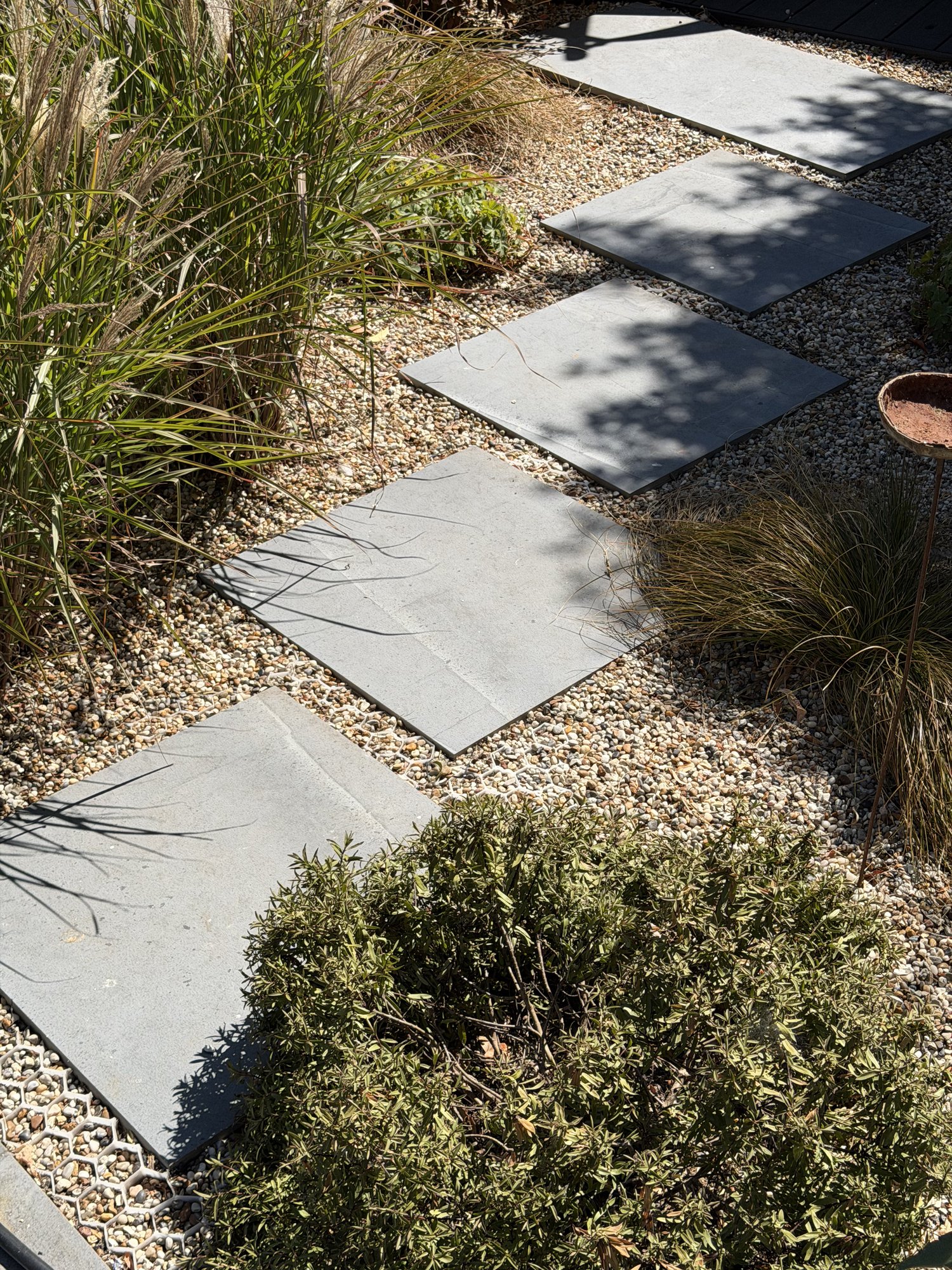 Stepping stones through gravel