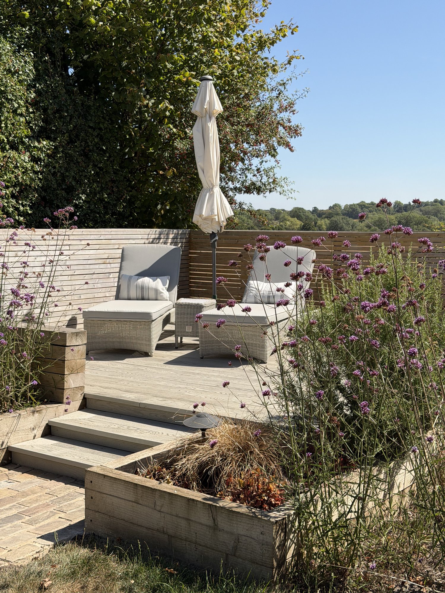 Lounge deck and timber planters