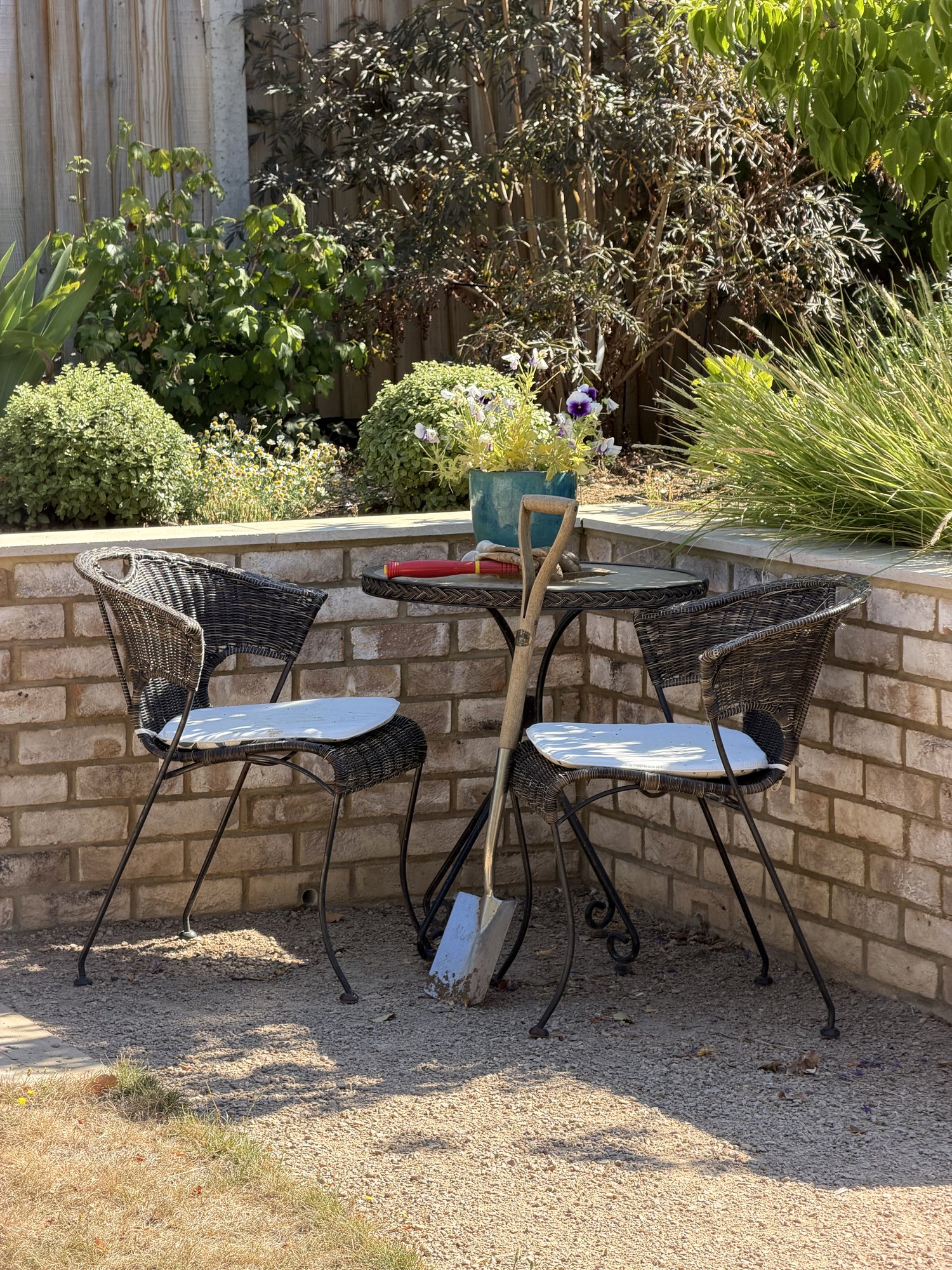 A quiet corner with wicker seating