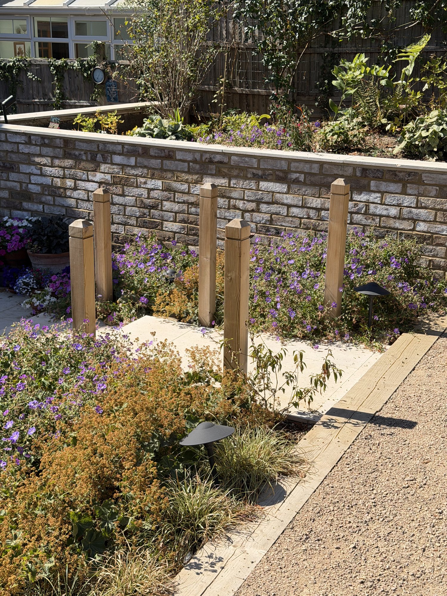 Stone path with low garden lights