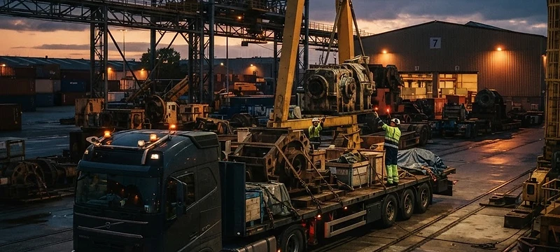 Logistics truck loading industrial components