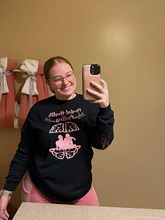 Founder wearing a Mental Health Matters piece