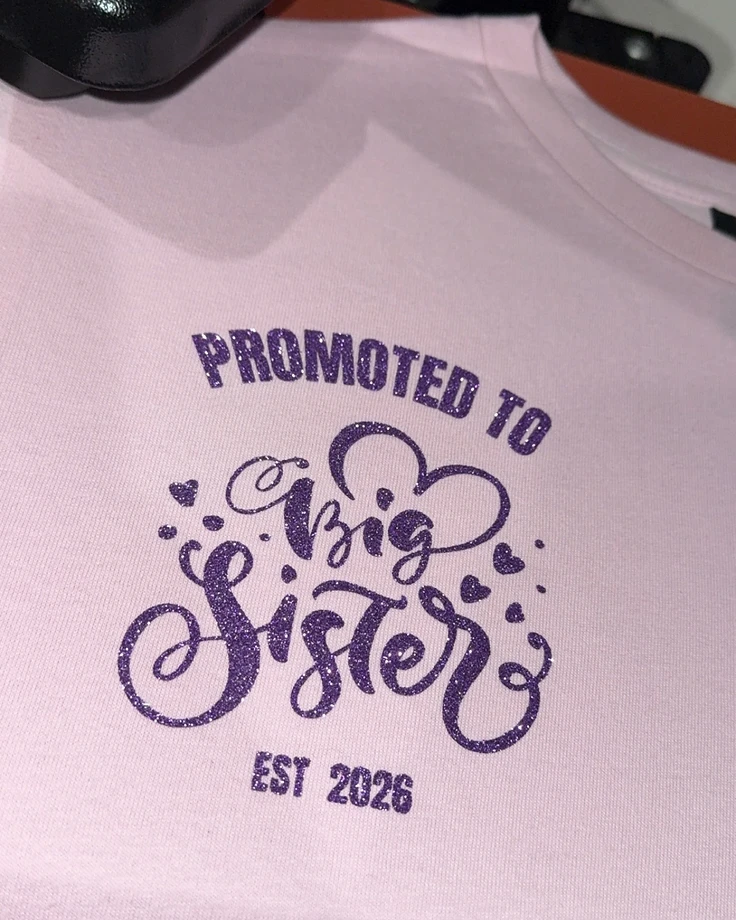 Big Sister Short Sleeve Glitter Purple T-Shirt