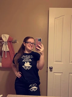 Founder wearing a Mental Health Matters piece