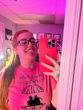 Founder wearing a Mental Health Matters piece