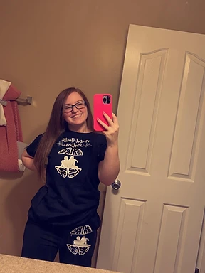 Founder wearing a Mental Health Matters piece