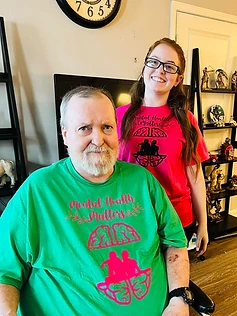 Founder wearing a Mental Health Matters piece