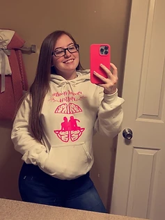Founder wearing a Mental Health Matters piece