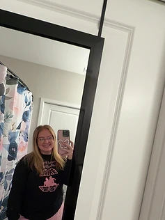 Founder wearing a Mental Health Matters piece