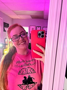 Founder wearing a Mental Health Matters piece