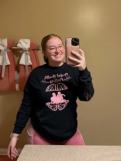 Founder wearing a Mental Health Matters piece