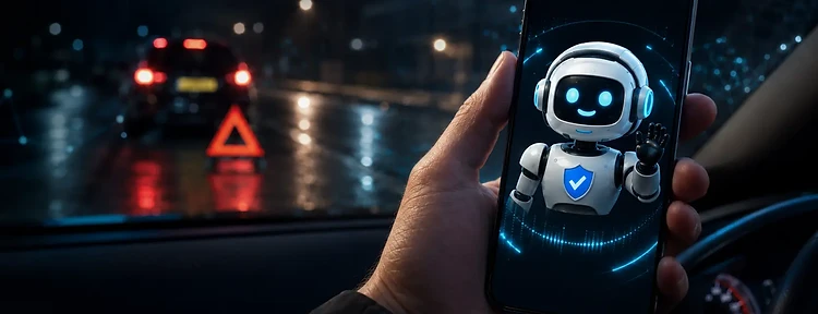 OBIE virtual assistant at the scene of a night-time roadside incident