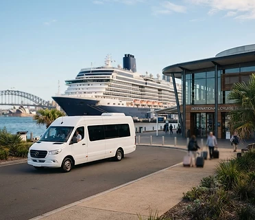 Passenger shuttle at a cruise terminal