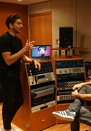 Nasser in the studio, Dubai, 2019