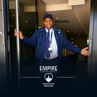 Empire security officer on duty at an Atlantic Seaboard apartment building in Cape Town