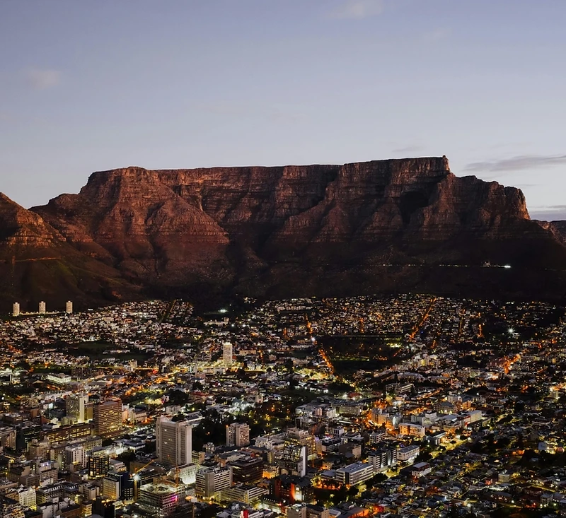 Cape Town skyline at dusk, where Empire Support Management provides security and guarding services