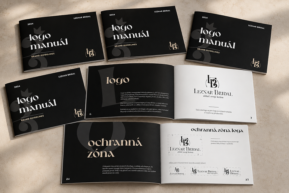 Logo manuál Leznar Bridal — ukázka brand manuaálu