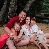 Family of four on the beach