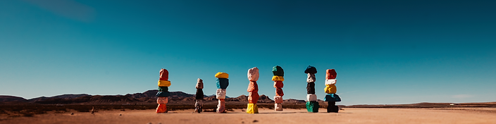 Seven Magic Mountains art installation in the Nevada desert