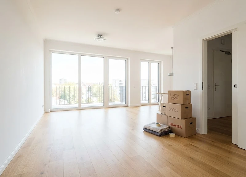 Vaciado de pisos y viviendas en Barcelona, Badalona y Santa Coloma: salón vacío y despejado tras la retirada de muebles