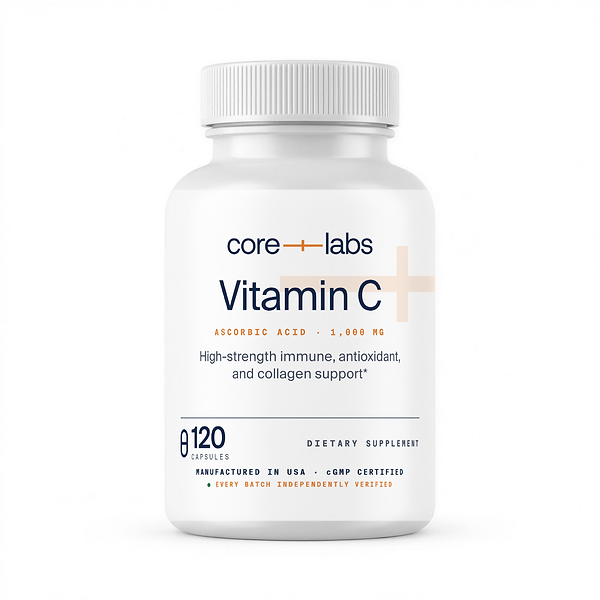 CoreLabs Vitamin C 1,000 mg bottle front, 120 capsules, dietary supplement