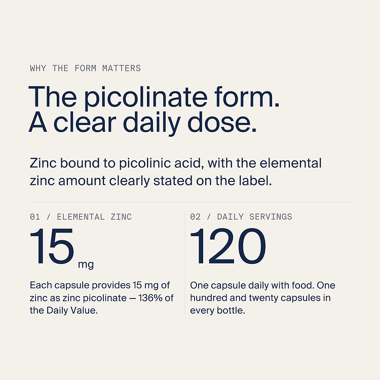 Zinc Picolinate 15 mg — Why the form matters