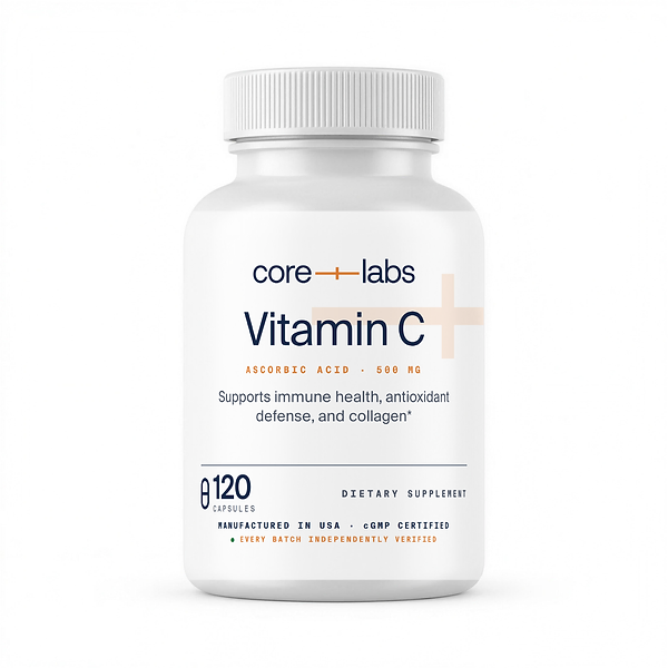CoreLabs Vitamin C 500 mg bottle front, 120 capsules, dietary supplement