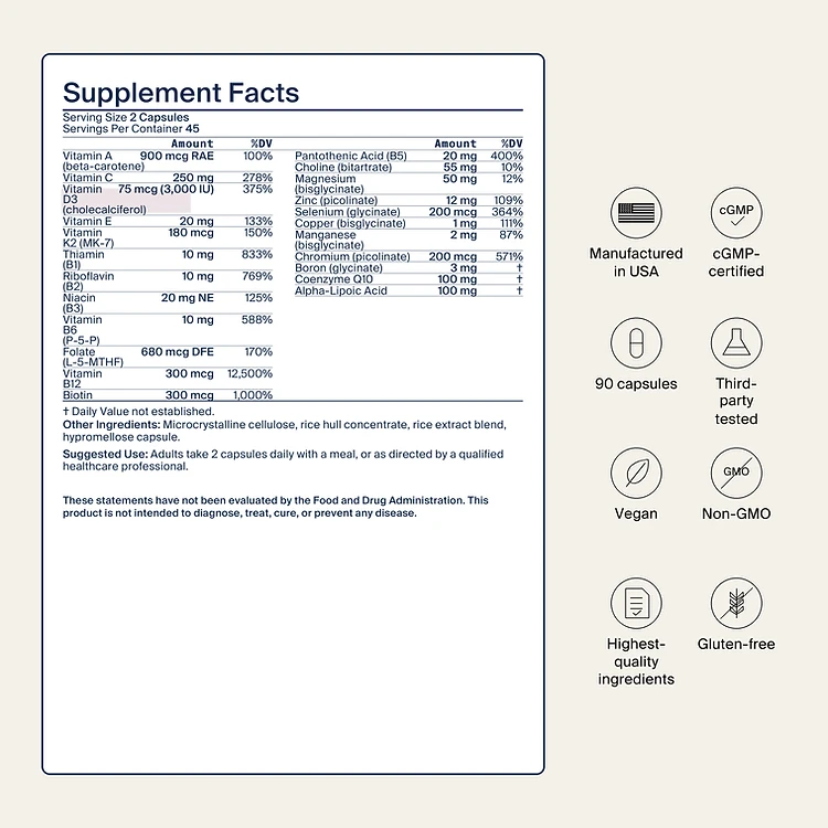 Women's Multivitamin 50+ — Supplement Facts