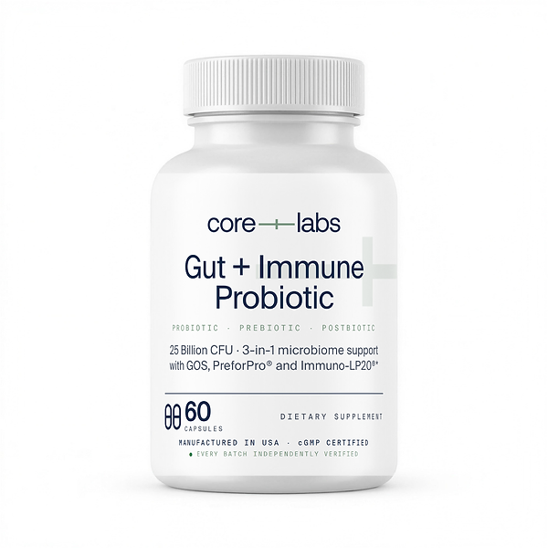 Gut + Immune Probiotic bottle, front label