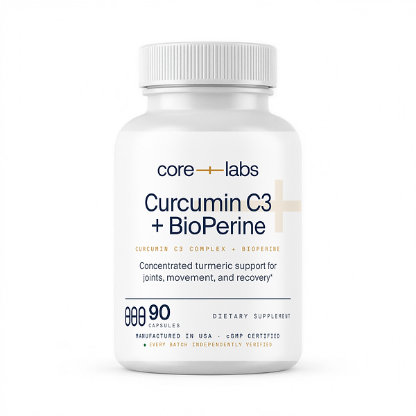 Curcumin C3 Complex + BioPerine bottle front - 90 capsules, 3 daily