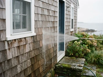 Illustrative image of clean home siding after soft washing, for an article on soft washing in Scarborough, Maine.