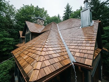 Illustrative image of a clean roof with moss and algae lifted, for an article on roof soft washing in Old Orchard Beach, Maine.